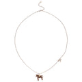 Silver Tone Chain Necklace With Red Horse Pendant Jewelry view 5