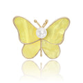 Shell Effect Butterfly Brooch With Pearl Center in Five Colors view 2