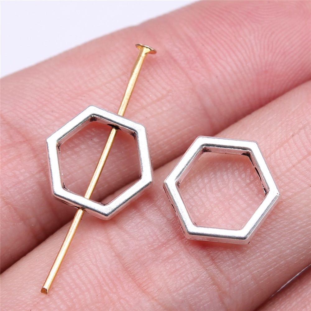 11x11mm 0.78g Multi Color Zinc Alloy Hexagon Honeycomb Pierced Bead for Jewelry Making
