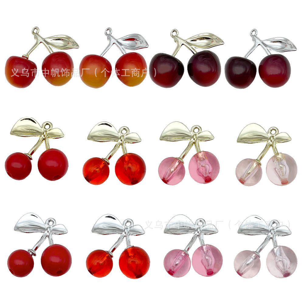 Translucent Acrylic Red Cherry Fruit Charm Pendant for DIY Earrings Necklace Keychain