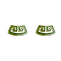 Green Enamel Spiral Cloud Motif Stud And Clip Earrings view 5