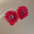 Red Fabric Floral Drop Earrings in Four Distinct Designs view 8