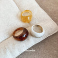 Resin Chunky Dome Ring Three-Piece Sets Brown Beige Blue Green view 4