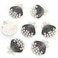 Pearl Trimmed Shell Charms in Seven Colors and Two Tones view 11
