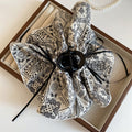 Bandana Print Fabric Pearl Bow Hair Claw Clip 2 Styles view 7