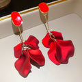 Petal Cascade Drop Earrings in White and Red Fashion Jewelry view 7