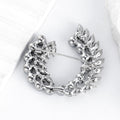 Silver Tone Wheat Wreath Pearl Look Metal Brooch Pin view 4