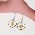 Cute Fried Egg Enamel Dangle Earrings Silver Hook Pair view 3