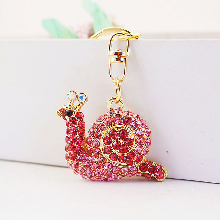 Cute Rhinestone Snail Keychain Zinc Alloy Animal Car Key Bag Charm