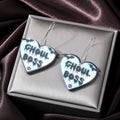Silver Tone Acrylic Ghoul Heart Flamingo Boot and Bee Hook Earrings view 3