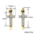Cross Clear Stone Hinged Hoop Earrings In Three Metal Tones view 5