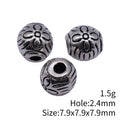 Flower Round Bead In Antique Silver For Jewelry Making view 3