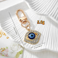 Rhinestone Blue Evil Eye Snap-Hook Keychains in Seven Shapes and Finishes view 4