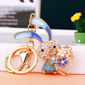 Jeweled Flower Rabbit Keychains in Four Colors with Three Pictured Loop Styles view 7