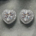 Silver Tone Triangular Clear Stone Halo Stud Earrings view 1