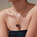 Black and Red Enamel Fan Pendant Necklaces in Two Finishes view 4