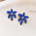 Colorful Enamel Flower Stud Earrings in Five Colors view 7