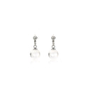 Clear Transparent Sphere Silver Tone Dangle Stud Earrings view 5