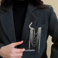 Silver Rhinestone Multi Layer Tassel Geometric Lapel Brooch view 3