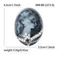 Oval Cameo Profile Brooch in Three Antique Metal Styles view 6