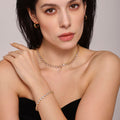 Heart Zircon Tennis Necklace Bracelet Gold Steel Multicolor view 3
