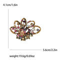 Crystal Openwork Flower Brooch Blue or Multicolor Rhinestone Pin view 7