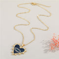 Gold Tone Pearl-Edged Heart Evil Eye Pendant Necklaces in Five Colors view 5