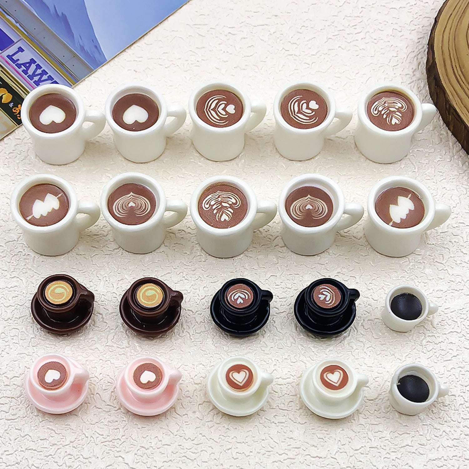 Resin Carved Coffee Cup food charm pendants for DIY cream glue jewelry accessories