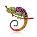 Green Gold Tone Lizard Crystal Four Designs Metal Brooch Pin view 8