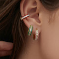 Triple Row Crystal Hoop Earrings in Seven Colors and Three Sizes view 2