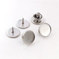 Round Flat Pad Pin-Back Brooch Blanks in a Silver Tone view 3