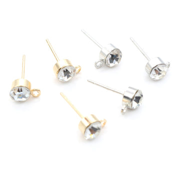 Clear Rhinestone Stud Earring Blanks with Hanging Loops