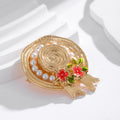 Gold Tone Flower Pearl Look Metal Brooch Pin 3.8 x 5 cm view 5