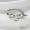 Two Tone Mom Heart Clear Zircon Band Ring Metal Alloy view 4