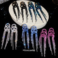 Crystal Circle Long Tassel Earrings in Five Bold Colors view 1