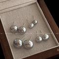Gray Round Pearl Stud Earrings Decorative Jewelry Design view 4