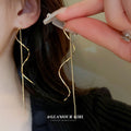 Silver Tone Wavy Threader Drop Earrings Jewelry Accessories view 4