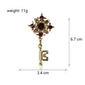 Red Gold Tone Key Crystal Metal Brooch Pin for Jackets and Lapels view 2