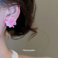 Colorful Crystal Flower Cluster Clip On Earrings In Six Styles view 4
