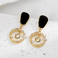 Gold Tone Black Geometric Evil Eye Stud Drop Earrings in Ten Designs view 8