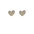 Gold Tone Fully Set Clear Stone Heart Stud Earrings For Women view 5