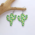 Patterned Acrylic Cactus Long Hook Earrings in Four Styles view 8