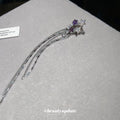 Purple Crystal Star Clip On Earrings With Fine Chain Tassels view 4