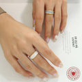 Wavy Edge Enamel Open Ring White And Blue Gray Gold Rim view 3