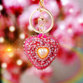 Pearl Center Crystal Heart Keychains with Straps and Plain Options view 11