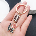 Brown or Red Football and Love Letter Keychains with Metal Hardware view 4