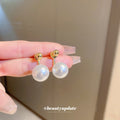 Gold Tone Ball Stud Earrings With Large Pearl Drops view 4