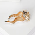 White Tooth Brooch with Crystal Crown and Gold Tone Back view 3