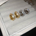 Rhinestone Wide Teardrop Huggie Earrings Fashion Jewelry view 1
