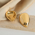 Large Polished Teardrop Stud Earrings Gold Steel Metal view 4
